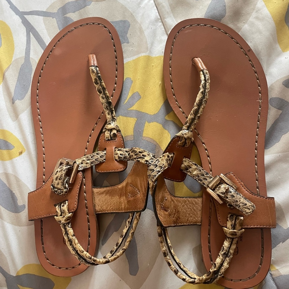 Coach Brown and Tan Leather Sandals